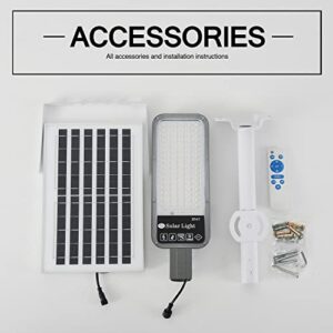 Vikrami 300W Solar Street Lights Outdoor Waterproof 30000LM, Dusk to Dawn, with Motion Sensor and Remote Control, Suitable for courtyards, Gardens, Streets, Garage, etc. Wall or Pole Mount