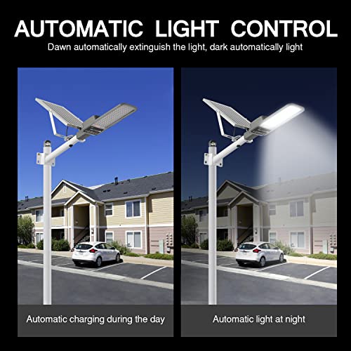 Vikrami 300W Solar Street Lights Outdoor Waterproof 30000LM, Dusk to Dawn, with Motion Sensor and Remote Control, Suitable for courtyards, Gardens, Streets, Garage, etc. Wall or Pole Mount