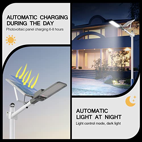 Vikrami 300W Solar Street Lights Outdoor Waterproof 30000LM, Dusk to Dawn, with Motion Sensor and Remote Control, Suitable for courtyards, Gardens, Streets, Garage, etc. Wall or Pole Mount