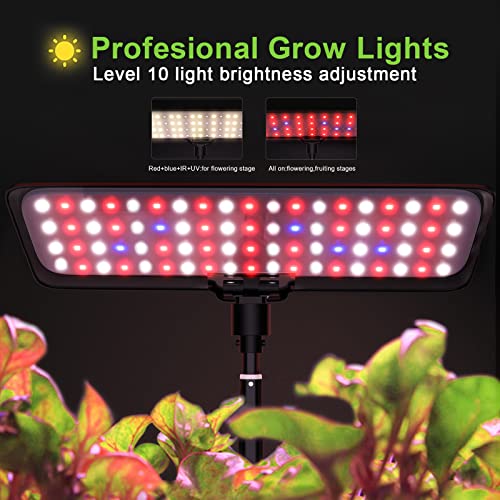 Indoor Garden Hydroponic Growing System, Plant Germination Kit Herb Vegetable Growth System with LED Grow Light, Automatic Timer, Hydroponic Planter Grower Harvest Veggie, Black