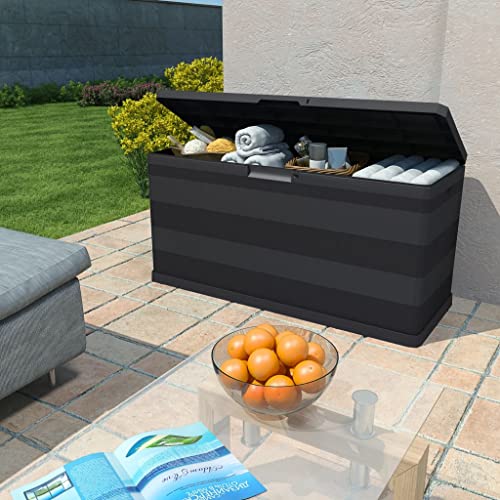 YEZIYIYFOB 74 gal Garden Storage Deck Box Patio Storage Cabinet Chest Organizer Storing Pillow Tool Box Indoor Interior Container, Patio, Lawn, Backyard Black 46.1"x17.7"x22".