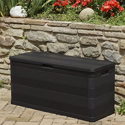 YEZIYIYFOB 74 gal Garden Storage Deck Box Patio Storage Cabinet Chest Organizer Storing Pillow Tool Box Indoor Interior Container, Patio, Lawn, Backyard Black 46.1"x17.7"x22".