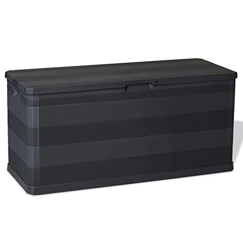 YEZIYIYFOB 74 gal Garden Storage Deck Box Patio Storage Cabinet Chest Organizer Storing Pillow Tool Box Indoor Interior Container, Patio, Lawn, Backyard Black 46.1"x17.7"x22".