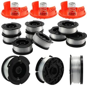 af 100 trimmer line replacement af-100 compatible with black and decker, with 385022-03 trimmer line cap and spring (12 spool+3 cover)
