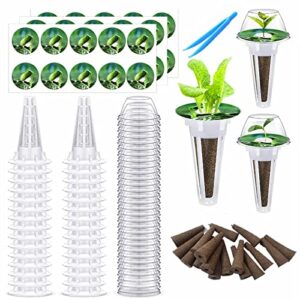 121pcs hydroponic seed pod kits, aero growing kit with 30 pcs grow baskets 30 pcs transparent insulation lids 30 pcs plant grow sponges 30 pcs labels 1 tweezers for seed starting system