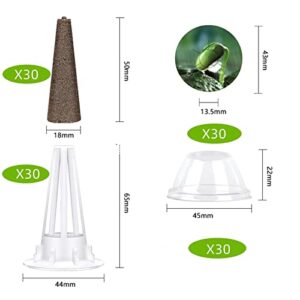 121PCS Hydroponic Seed Pod Kits, Aero Growing Kit with 30 PCS Grow Baskets 30 PCS Transparent Insulation Lids 30 PCS Plant Grow Sponges 30 PCS Labels 1 Tweezers for Seed Starting System