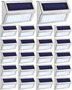 treela 16 pack solar step lights waterproof stair lights, each one with 30 led lights, outdoor driveway lights for yard fence driveway walkway garden (cold white light)
