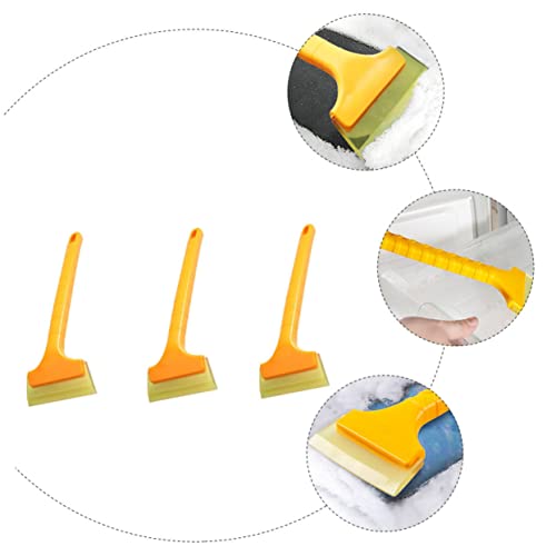 VILLCASE 3pcs Scraper Deicing Car Brush Auto Cleaning Shovel Plastic Removal Mud Lawn Outdoor Ice Supplies Garden Winter Automobile Snow Yellow Clean for Sand Windshield Home Tool