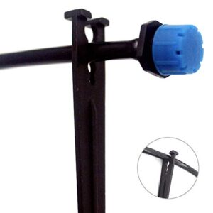 Irrigation Drip Support Stakes 1/8" 1/4" Tubing Hose for Vegetable Gardens Flower Beds Herbs Gardens Black 100 Pack