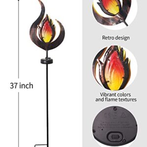 LOGUIDE Garden Solar Lights Outdoor Decorative,Metal LED Garden Stake Lights,Flame Shape Waterproof Garden Lights for Garden Art,Backyard,Deck,Flower Bed,Lawn,Patio or Outdoor Clearance Decorations