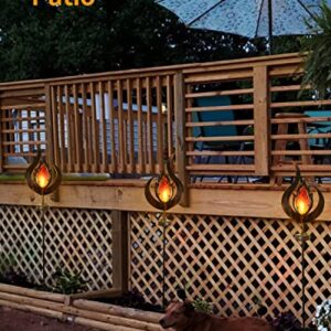 LOGUIDE Garden Solar Lights Outdoor Decorative,Metal LED Garden Stake Lights,Flame Shape Waterproof Garden Lights for Garden Art,Backyard,Deck,Flower Bed,Lawn,Patio or Outdoor Clearance Decorations