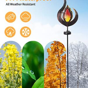 LOGUIDE Garden Solar Lights Outdoor Decorative,Metal LED Garden Stake Lights,Flame Shape Waterproof Garden Lights for Garden Art,Backyard,Deck,Flower Bed,Lawn,Patio or Outdoor Clearance Decorations