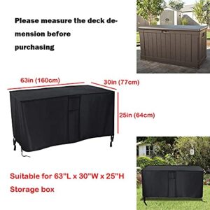 Aidetech Deck Box Cover Fit for Keter Westwood 150 Gallon Resin Large Deck Box, Patio Furniture Cushion Storage Box Cover Waterproof Dustproof for Outdoor Storage Box, 63 x 30 x 25 inch