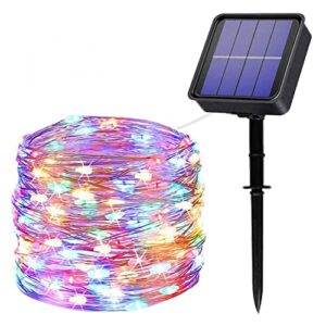 lezonic solar fairy lights outdoor waterproof,240led solar garden light waterproof 12m/40ft 8 modes outdoor copper wire solar fairy lights patio decor lights,yard,porch hanging lights(colored)