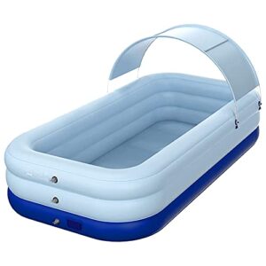 yuewo inflatable swimming pool, 102x63x27inch outdoor above ground portable pool with canopy for baby, kids, adults blow up pool for family garden backyard