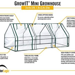 ShelterLogic 3' x 8' x 3' GrowIT Small Garden Greenhouse for Outdoors, Easy-Access & Durable