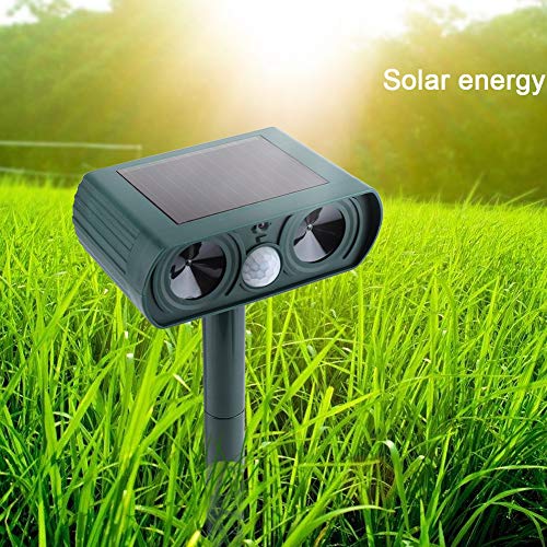 Ultrasonic Solar Animal Repellent (2 Pack), Pest Repeller, Solar Powered Waterproof Outdoor forrepelling Moles, Rats, Snakes