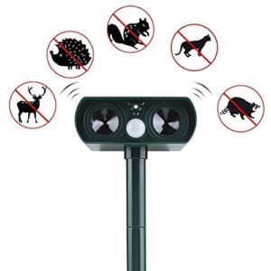 Ultrasonic Solar Animal Repellent (2 Pack), Pest Repeller, Solar Powered Waterproof Outdoor forrepelling Moles, Rats, Snakes