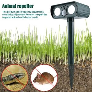 Ultrasonic Solar Animal Repellent (2 Pack), Pest Repeller, Solar Powered Waterproof Outdoor forrepelling Moles, Rats, Snakes