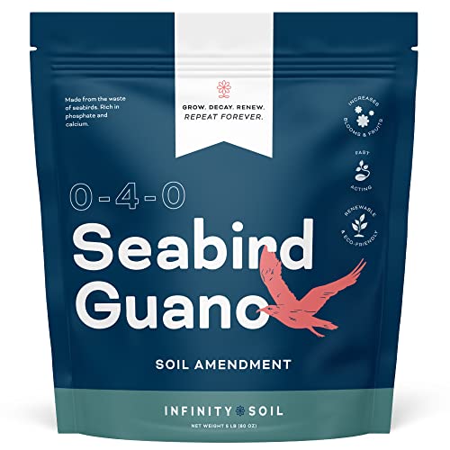 Infinity Soil - Seabird Guano - Sustainable and Natural Soil Amendment - Seabird Waste Rich in Phosphate and Calcium - Increases Foliage, Blooms and Fruit - 5 LBS