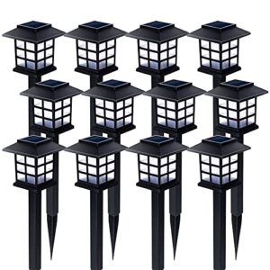 wilux solar outdoor lights 12 pack, solar pathway lights waterproof, 8-10 hours long-lasting led landscape lighting, solar garden lights, solar lights for walkway, path, driveway, yard, patio & lawn