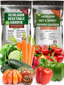 most popular vegetable, sweet and hot pepper seeds for gardening outdoor, indoor and hydroponics – total 20 individual bags with heirloom, non gmo and usa grown seeds