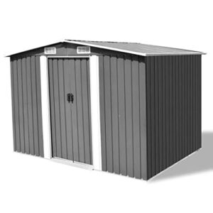 vidaXL Garden Storage Unit Gray Metal Patio Outdoor Garden Shed Bike BoxTools