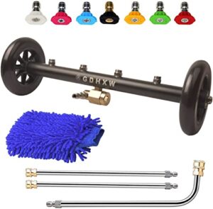 gdhxw dual-function pressure washer undercarriage cleaner water broom with extension rod,7 pressure washer nozzles and cleaning gloves