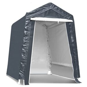 sefzone 6x8x7ft storage shelter, outdoor portable shed with detachable roll-up zipper door, 240 pe fabric, heavy duty frame, waterproof, anti-uv, storage tent kit for bike, motorcycle, garden tools