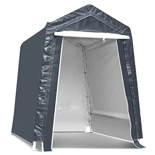 Sefzone 6x8x7Ft Storage Shelter, Outdoor Portable Shed with Detachable Roll-up Zipper Door, 240 PE Fabric, Heavy Duty Frame, Waterproof, Anti-UV, Storage Tent Kit for Bike, Motorcycle, Garden Tools