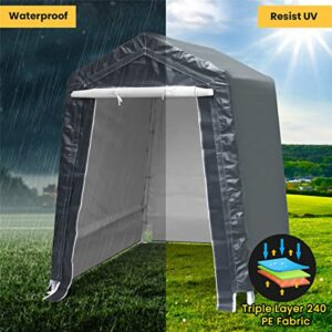Sefzone 6x8x7Ft Storage Shelter, Outdoor Portable Shed with Detachable Roll-up Zipper Door, 240 PE Fabric, Heavy Duty Frame, Waterproof, Anti-UV, Storage Tent Kit for Bike, Motorcycle, Garden Tools
