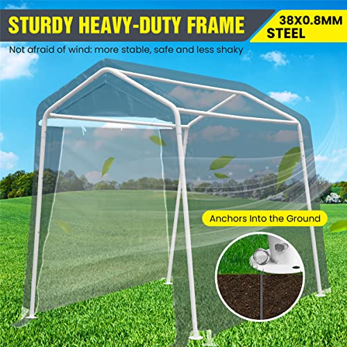 Sefzone 6x8x7Ft Storage Shelter, Outdoor Portable Shed with Detachable Roll-up Zipper Door, 240 PE Fabric, Heavy Duty Frame, Waterproof, Anti-UV, Storage Tent Kit for Bike, Motorcycle, Garden Tools