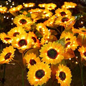 instatrend 2 pack solar sunflower flower lights outdoor garden decorations with 6 sunflower waterproof solar flowers stake lights