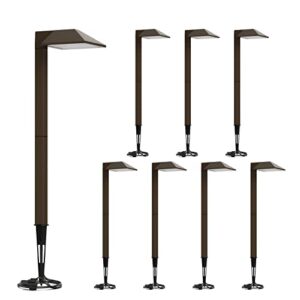 goodsmann low voltage landscape path lights 8pk kit 0.6w led sidewalk landscape lighting 22 lumen outdoor electric walkway & pathway lights wired bronze finish 3100k warm white with cable connectors