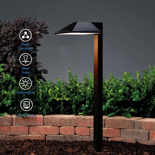 GOODSMANN Low Voltage Landscape Path Lights 8PK Kit 0.6W LED Sidewalk Landscape Lighting 22 Lumen Outdoor Electric Walkway & Pathway Lights Wired Bronze Finish 3100K Warm White with Cable Connectors