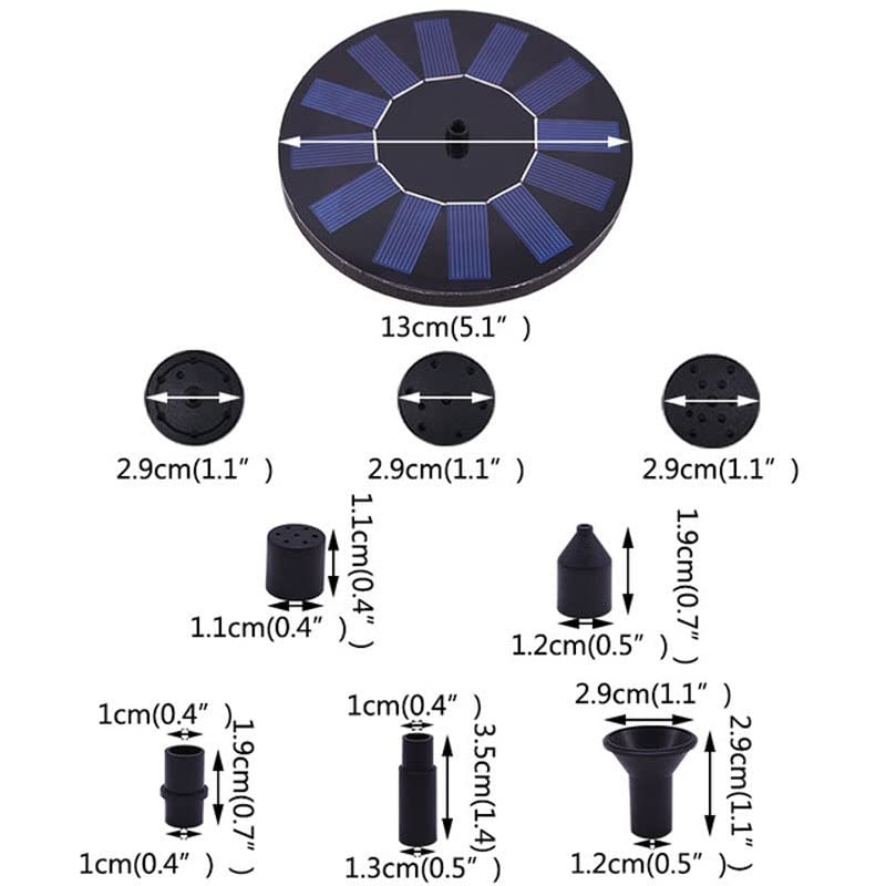 LUKEO Solar Powered Fountain Pump Easy Assemble Solar Bird Bath Fountain Pump for Pond Pool Garden Spray Water Decor