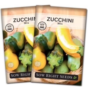 sow right seeds – zucchini mix seed for planting – non-gmo heirloom packet with instructions to plant and grow an outdoor home vegetable garden – vigorous and productive – great gift (2)