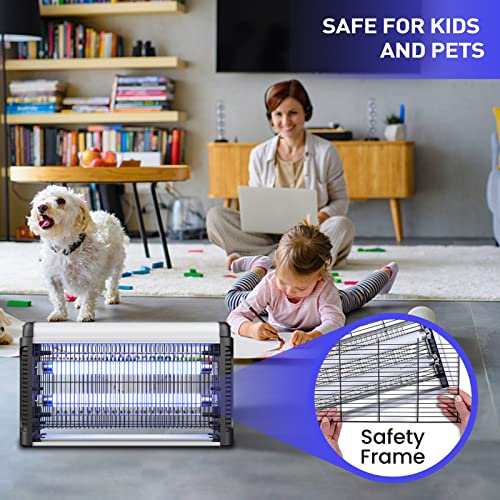 imirror Electric Bug Zapper, Indoor Insect Killer with 2 Replacement Bulbs, 20W Fly and Mosquito Killer, Easy to Clean, with Electric Circuit no-Load Protection