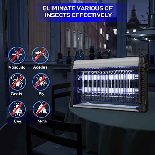 imirror Electric Bug Zapper, Indoor Insect Killer with 2 Replacement Bulbs, 20W Fly and Mosquito Killer, Easy to Clean, with Electric Circuit no-Load Protection