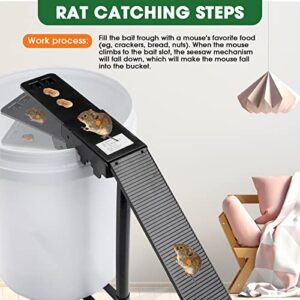4 Pcs Mouse Trap Bucket Walk The Plank Mouse Trap Humane Flip and Slide Auto Reset Safe Waterproof Rat Trap Catcher Bucket Including Ramps for Indoor Outdoor House