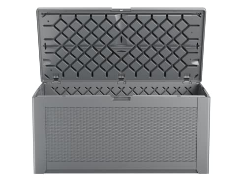 Rubbermaid Outdoor Deck Box, Extra Large, Weather Resistant, Gray for Lawn, Garden, Pool, Tool Storage, Home Organization & Scotchgard Sun and Water Shield, Repels Water, 10.5 Ounces