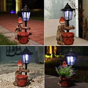 invvni Realistic Garden Statue Bird Decor with Solar Powered LED Lights Plant Pot Lawn Decor Bird Figurine Outdoor Statue for Patio, Gifts for Women, 12.2in Height