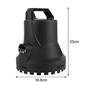 1/4 HP Automatic Submersible Water Pump with Garden Hose Adapter, 14.8FT Lift Height, Ultra-low Water Level Drainage, 2200 GPH Water Removal for Hot Tubs, Fish Tank, Pond, Rooftops, Hydroponic Systems