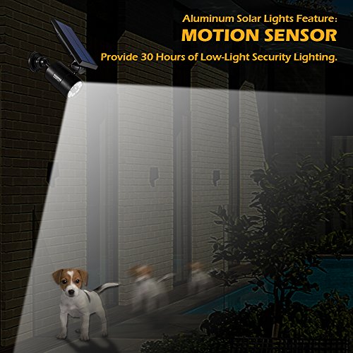 Solar Motion Sensor Lights Outdoor 1400-Lumen 9-Watt(110W Equ.) Aluminum Solar Flood Security Spotlight for Garden Driveway Garages Doorways Decks and Porches, 2-Year 100% Free Warranty(Black 2 Pcs)