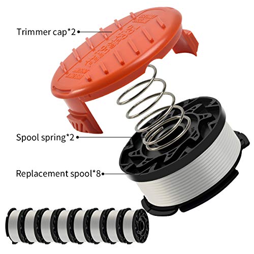 Generep Weed Eater Spool for Black and Decker AF-100,30 Feet/0.065 Inches Line String Trimmer Autofeed System Replacement Spool (8 Spool,2 Cap,2 Spring)