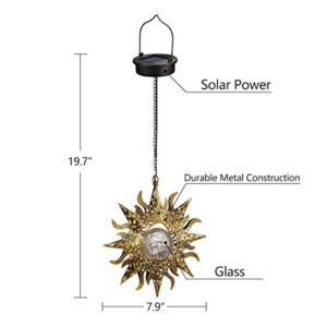 Amugmilk Solar Lights Outdoor Garden Decor Hanging Lanterns Decoration Metal Sunflower Gifts Waterproof for Yard Clearance Front Porch Lawn Driveway Patio Backyard Pathway Gardening Gift