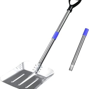 Snow Shovel 55 inches- Emergency Long Metal Snow Shovel with D Grisp Handle, Aluminum Stainless Steel Lightweight Portable Sports Utility Tool for Garden, Camping Ourdoor Yard Cars, House(Small)