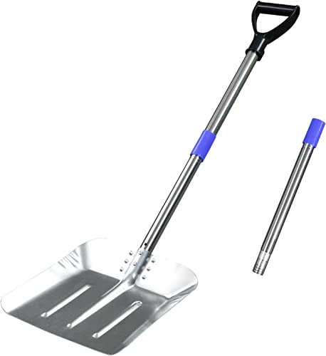 Snow Shovel 55 inches- Emergency Long Metal Snow Shovel with D Grisp Handle, Aluminum Stainless Steel Lightweight Portable Sports Utility Tool for Garden, Camping Ourdoor Yard Cars, House(Small)