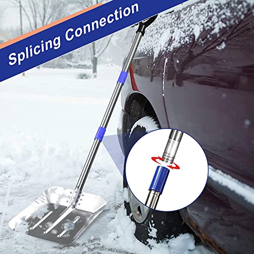 Snow Shovel 55 inches- Emergency Long Metal Snow Shovel with D Grisp Handle, Aluminum Stainless Steel Lightweight Portable Sports Utility Tool for Garden, Camping Ourdoor Yard Cars, House(Small)