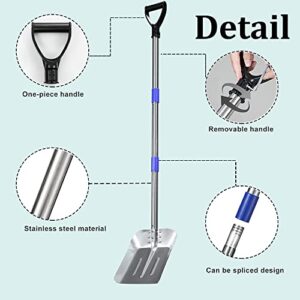 Snow Shovel 55 inches- Emergency Long Metal Snow Shovel with D Grisp Handle, Aluminum Stainless Steel Lightweight Portable Sports Utility Tool for Garden, Camping Ourdoor Yard Cars, House(Small)